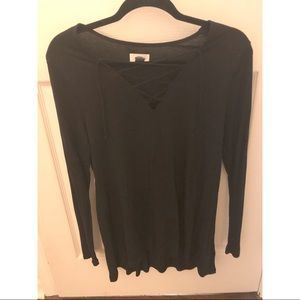 Black Old Navy Tie Front Top